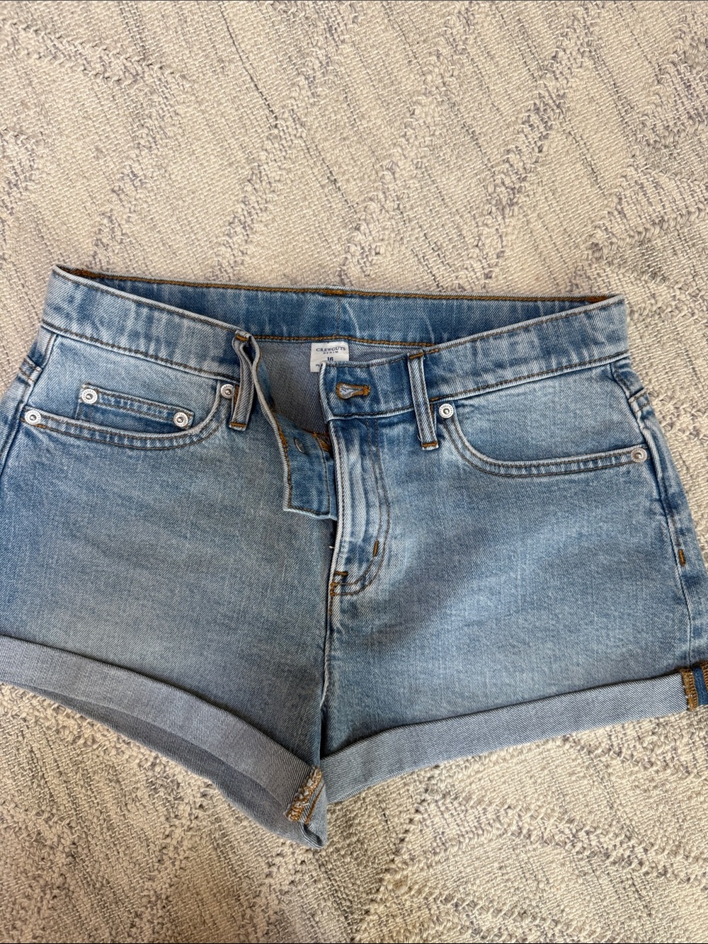 J. Crew Light Blue Denim Cuffed Kids Shorts NWT
